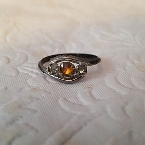 Vintage small Sterling ESPO Orange Stone Ring 3.25
